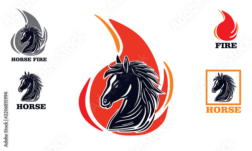 simple fire horse logo, best icon brand for company vector illustration