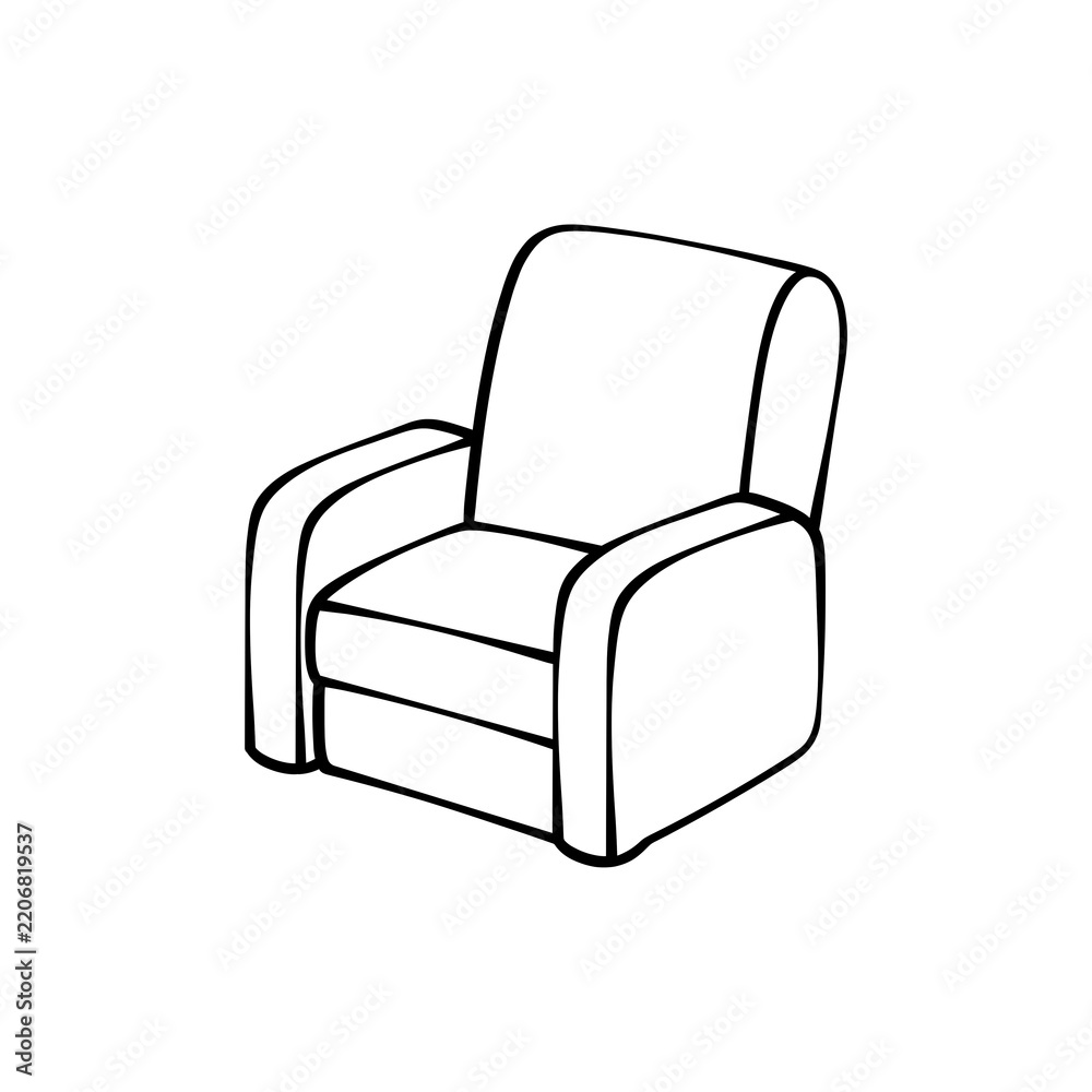 Fototapeta premium Minimalist armchair line art illustration, isolated comfortable furniture design for home interior, living room, relaxation, and modern decor style