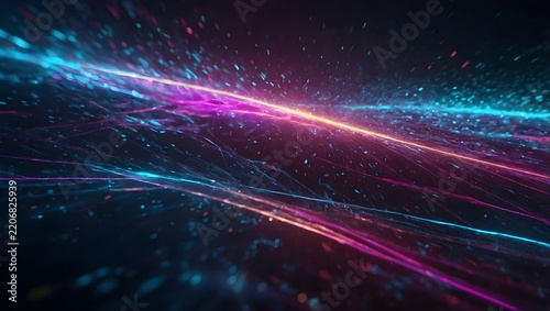 Futuristic Neon Laser Light Stream with Sparkling Energy Trails