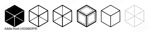 Cubes arranged in linear progres… set with simple line art design featuring outline, illustration, graphic elements with clean design and vector art