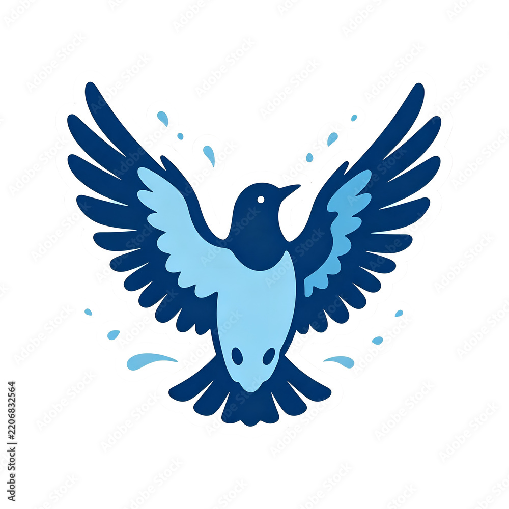 Obraz premium Bird Shape Water Splash Die-Cut Sticker, Original Flat Vector Art