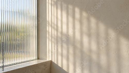 Reeded Glass Window Casting Soft Light and Shadows