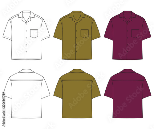 Men's Long Sleeve Dress Shirt Technical Fashion Design, Classic Men's Button Up Shirt Front and Back View, Professional Men's Formal Shirt Apparel Design Template