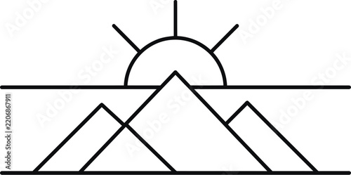 landscape icon, nature scenery symbol, mountain view graphic, outdoor environment, scenic countryside, forest landscape, natural horizon, travel destination, minimalist outline design