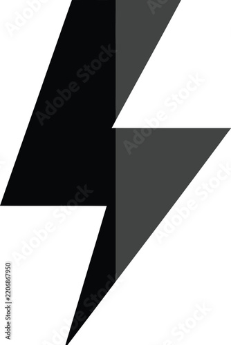 vector lightning bolt icon, two tone version on black and white background, electric power symbol, energy flash graphic, electricity sign, storm element, voltage symbol, dynamic technology design, bol