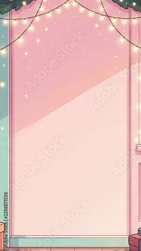 Pastel pink and mint Christmas festive vertical background