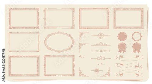 Vintage Decorative Frames and Ornaments on Transparent Background