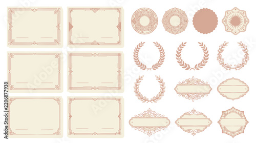 Vintage decorative frames and ornaments, isolated on transparent background