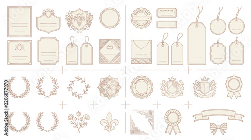 Vintage Design Elements: Labels, Badges, Wreaths, Ribbons Isolated