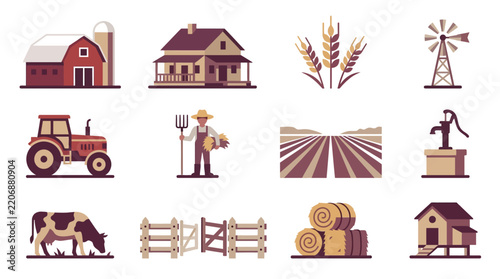 Farm and Agriculture Icon Set