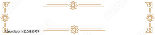 Elegant Gold Geometric Floral Text Divider and Corner Border Ornament Set