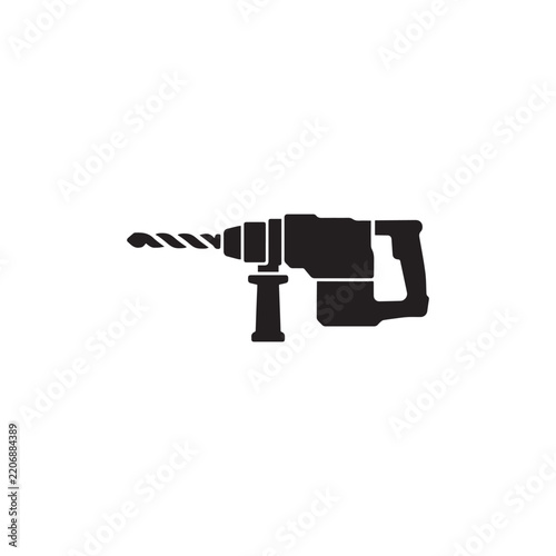 Rotary hammer drill icon for concrete drilling and heavy duty construction
Black silhouette rotary hammer drill icon for concrete drilling, masonry work and heavy duty construction drilling operations