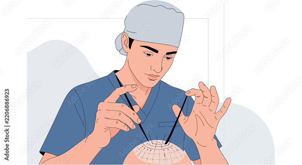 Obraz premium Surgeon Performing Delicate Procedure Isolated Transparent Background