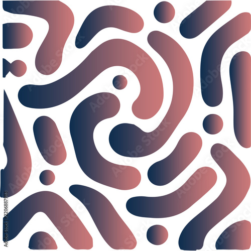 Abstract organic fluid wavy lines seamless pattern with purple and pink gradient vector background