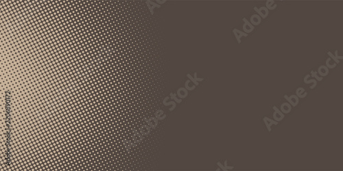 Abstract retro halftone dot pattern featuring a warm beige gradient rising from the bottom over a rustic dark brown background.