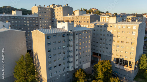 Ourense residential buildings standing in afternoon sun