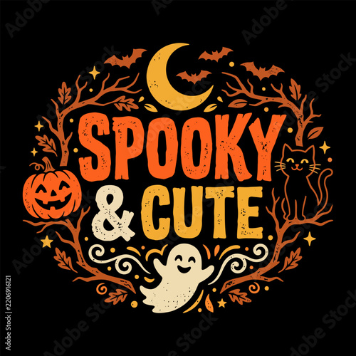 Spooky And Cute Vintage Halloween Wreath Ghost Black Cat