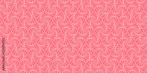 Pink art deco seamless pattern vector with geometric fan palm leaves background for textile and wallpaper design