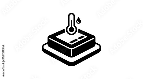 Minimalist Vector Icon Representing High Thermal Temperature Regulation for Semiconductor Processor Chips and Microelectronics Cooling Systems