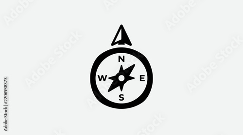 Minimalist Compass Icon Illustrating Directional Navigation for Maps and Outdoor Travel Adventure Planning