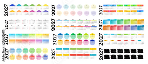 Calendar for 2027 isolated on a white background