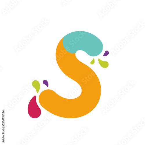 Stylized letter S with colorful splashes