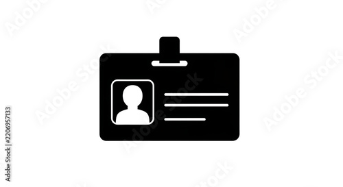 Black silhouette identification badge icon on a transparent background