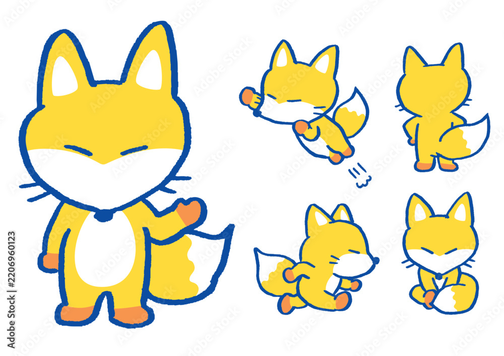 Obraz premium かわいいキツネのキャラ素材