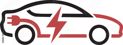 Electric Vehicle Charging Station Symbol Icon with Lightning Bolt and Power Plug