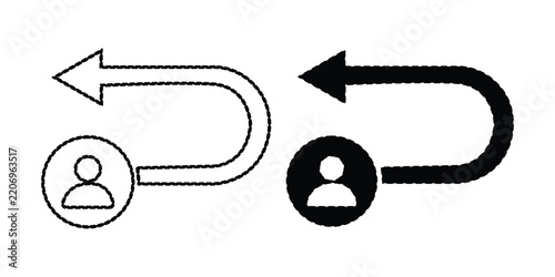 Customer return and user navigation arrows for ecommerce journey, account redirection and digital workflow vector icon set