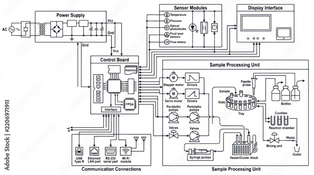 Obraz premium Laboratory technician operating automated analyzer in scientific laboratory with technical equipment