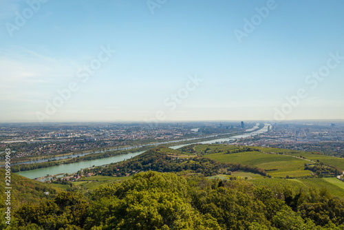Vienna capital city of Austria in Europe. Panorama view from Kahlenberg.