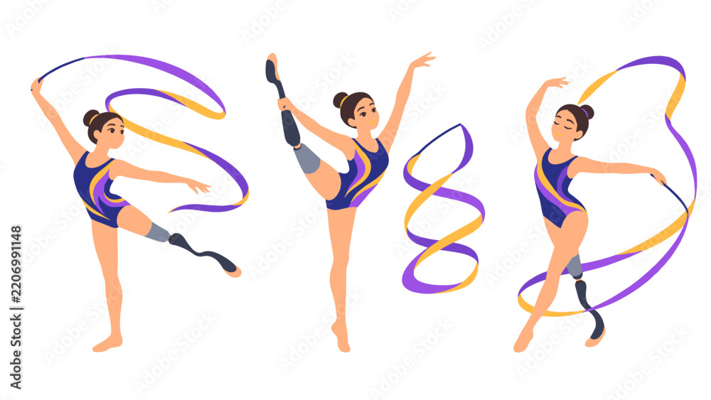 Fototapeta premium Rhythmic gymnast with ribbon illustration