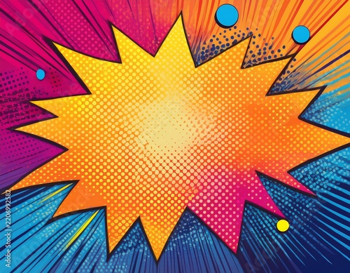 abstract halftone comics background modern design shapes in pop colors banner generative ai