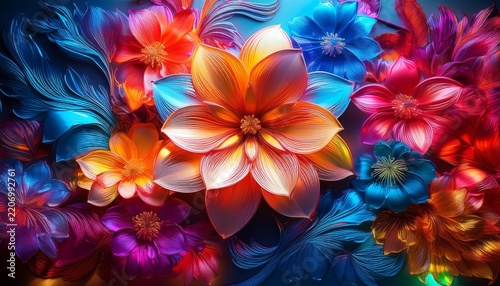 vibrant floral sculptures with radiant colors