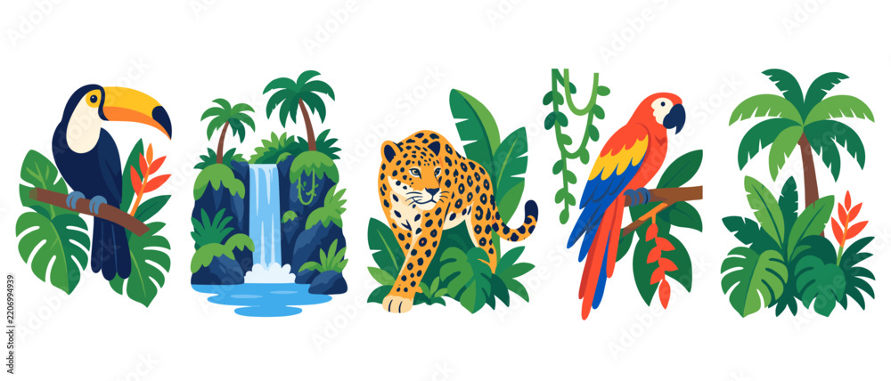 Obraz premium Jungle wildlife scene illustration