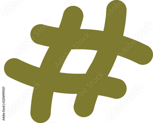 A simple flat vector hashtag icon for social media and digital marketing.