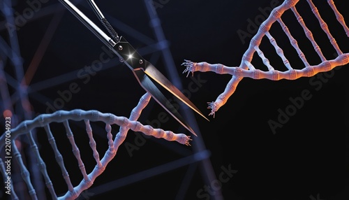 Molecular Scissors Cutting DNA Strands in Scientific Visualization