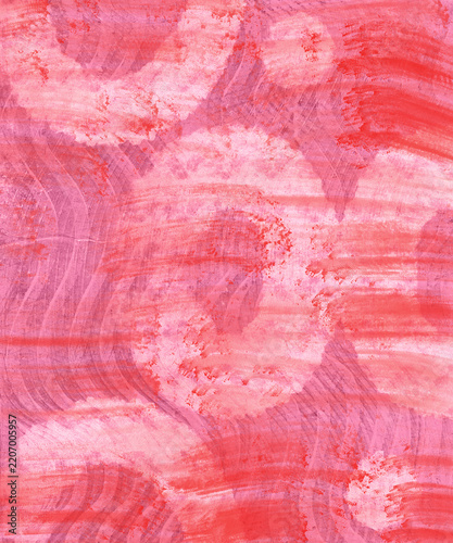 Red and Pink Abstract Painted Texture with Layered Brush Strokes and Distressed Background