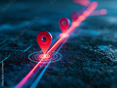 a Glowing path with checkpoints showing a concept for business roadmap and customer journey
