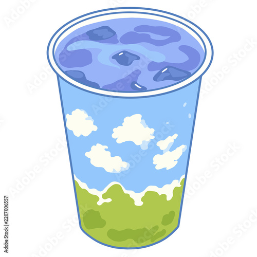 Iced Blue Spirulina Matcha Latte Illustration
