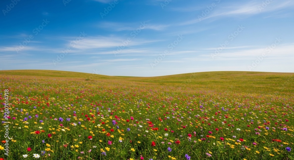 Fototapeta premium Rolling Wildflower Meadow in Springtime Landscape