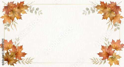 Elegant Autumn Watercolor Leaves Background with Floating Maple Foliage