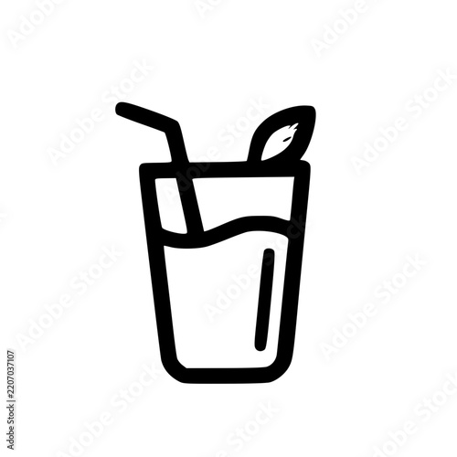 black and white cartoon illustration icon cold drink