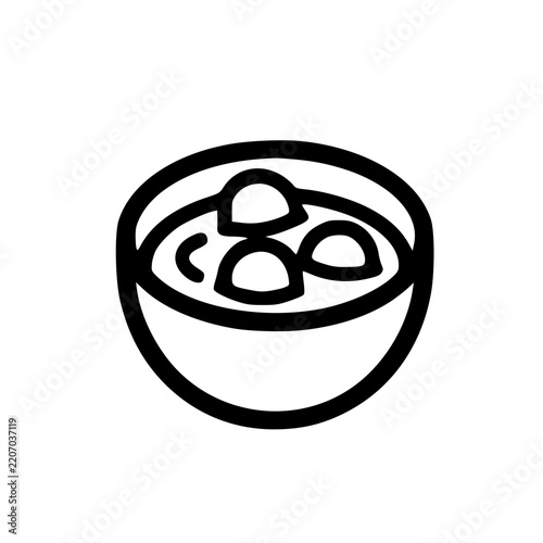 black and white cartoon illustration icon of soup