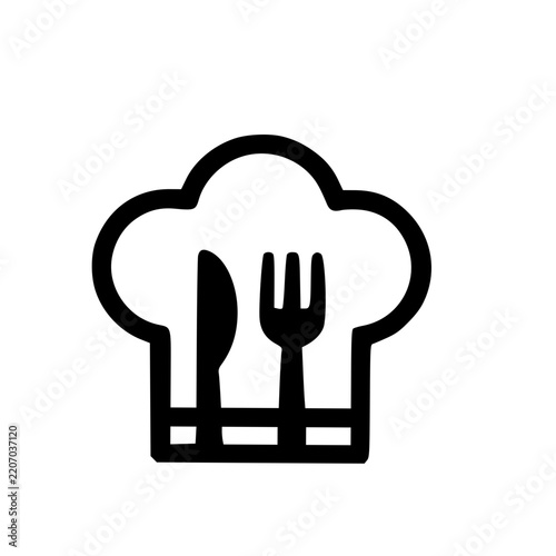 black and white cartoon illustration icon cook