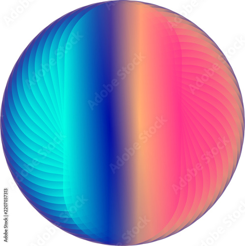 Vibrant colorful 3D gradient sphere illustration isolated on white background