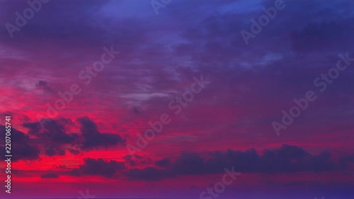 Dramatic Red and Purple Sunset Sky with Dark Clouds Time Lapse