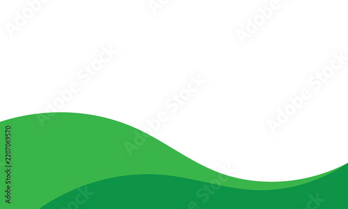 Green Wavy Layered Abstract Background Template Isolated on White Background