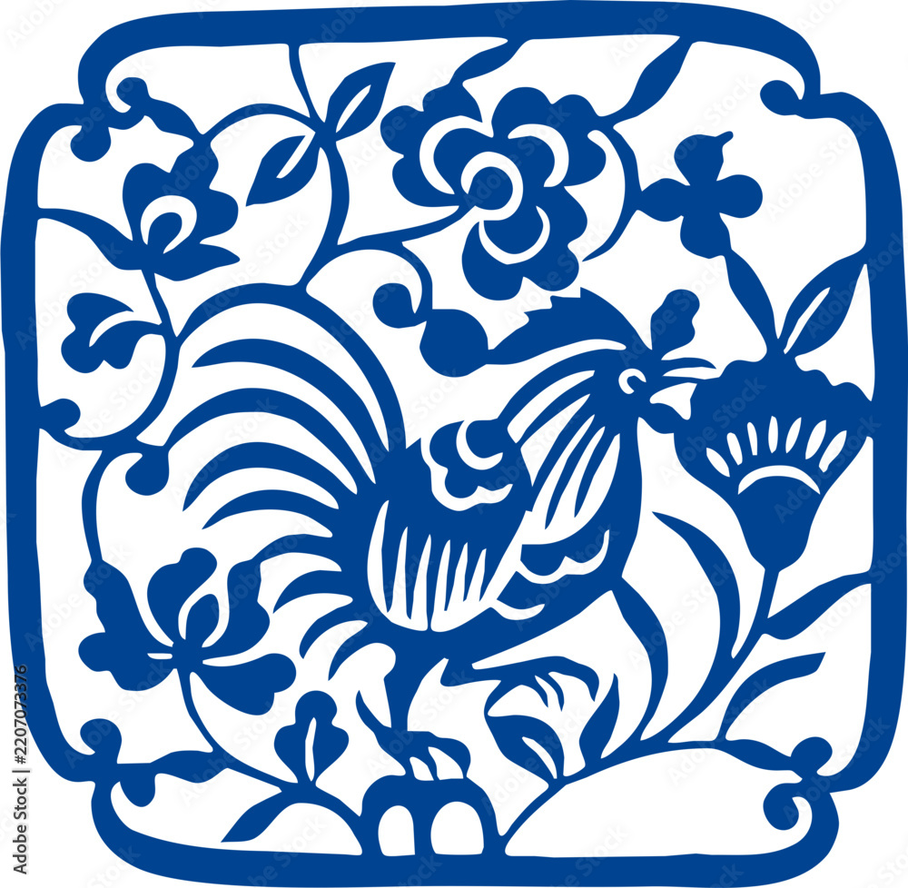 Fototapeta premium Traditional Chinese Blue and White Porcelain Floral Ornament Pattern